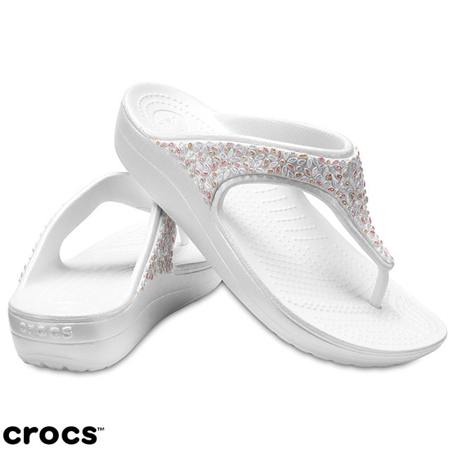 Crocs 卡駱馳 (女鞋) 思瓏厚底閃亮人字拖 204181-1C5