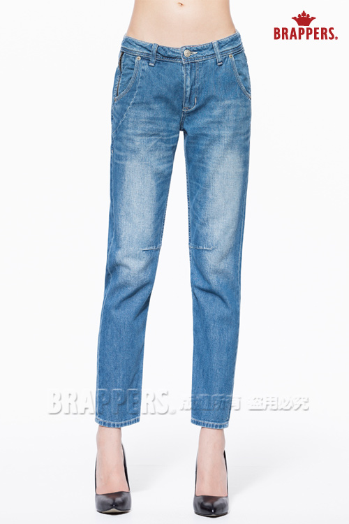 BRAPPERS 女款 Boy Friend Jeans-女用3D八分反折褲-淺藍