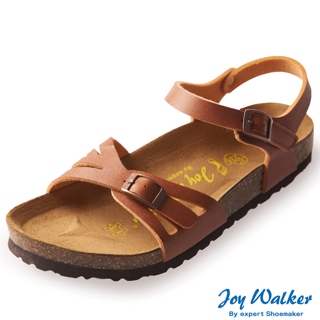 Joy Walker 繽紛色彩一片式平底涼鞋*駝色