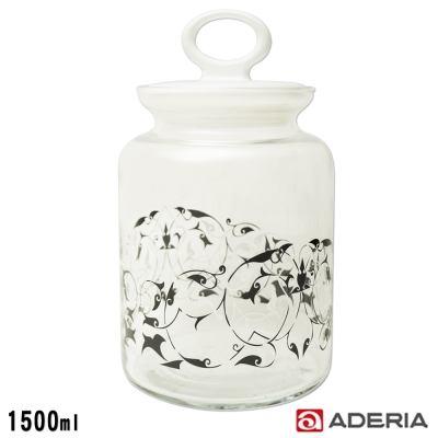 ADERIA 日本進口拉環圖騰玻璃罐1500ml