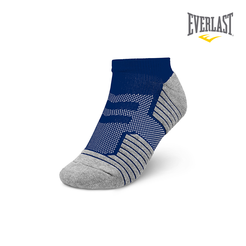 EVERLAST 棉質運動短襪-女-藍/灰