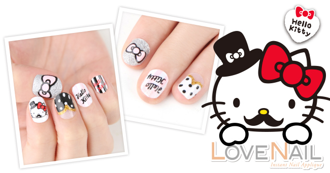 Hello Kitty x LOVE NAIL 限定版指甲油貼 淑女紳士條紋