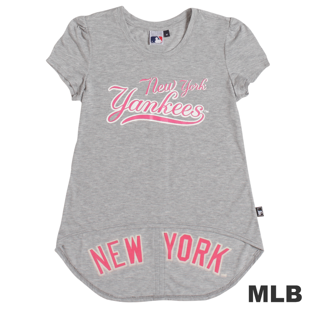 MLB-紐約洋基隊前短後長T恤-淺麻灰(女)