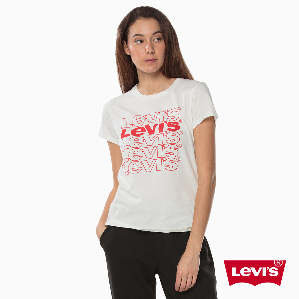 Levis T恤 女裝 短袖純棉TEE Logo疊影