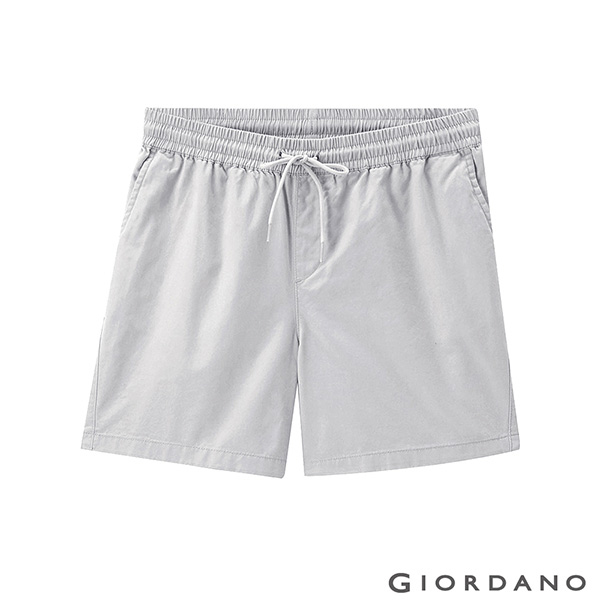 GIORDANO 女裝純棉素色抽繩卡其休閒短褲-07 南極灰