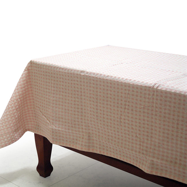 布安於室-小方眼方桌布-粉色(120*120cm)