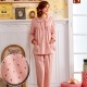 睡衣 XXL加大版精梳棉超柔短刷毛內層 長袖兩件式睡衣(57206)粉色-台灣製 蕾妮塔塔 product thumbnail 1