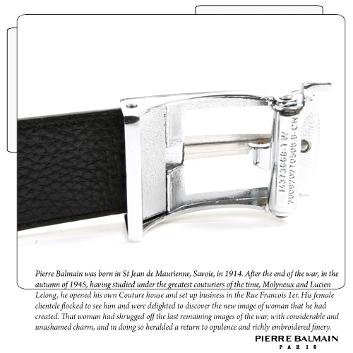 PB 皮爾帕門-都會設計菱點中橫款-頭層牛皮自動扣皮帶-855