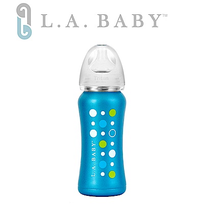 (美國L.A. BABY) 超輕量醫療級316不鏽鋼保溫奶瓶 9oz 極光藍