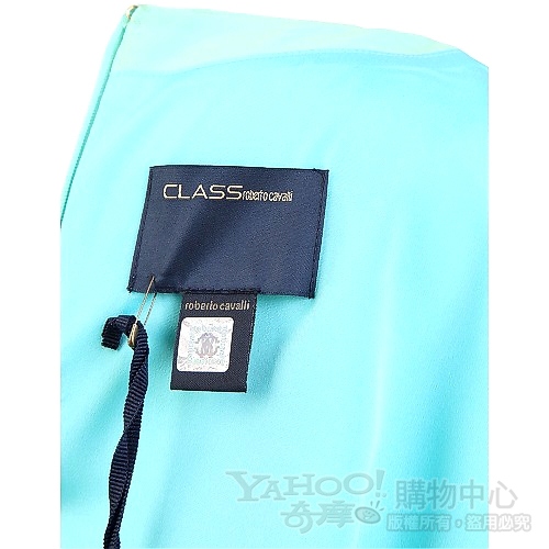 CLASS roberto cavalli 薄荷綠色抓褶無袖洋裝(不含腰帶)