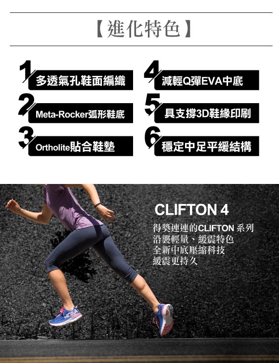 HOKA ONE ONE 女 CLIFTON 4 路跑鞋 白珍珠