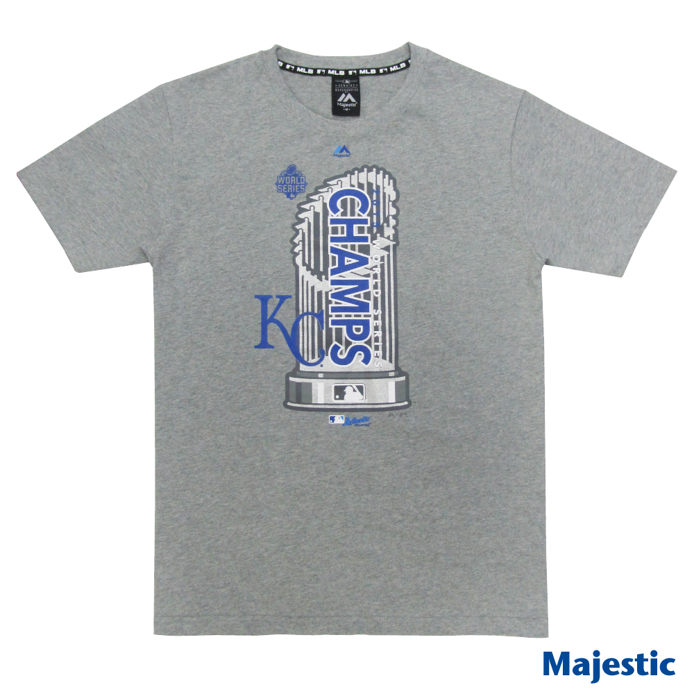 Majestic-堪薩斯皇家隊世界大賽冠軍T恤-麻灰