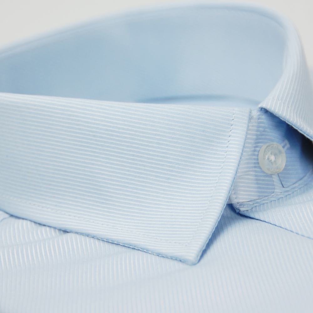 金‧安德森 藍色細紋窄版長袖襯衫