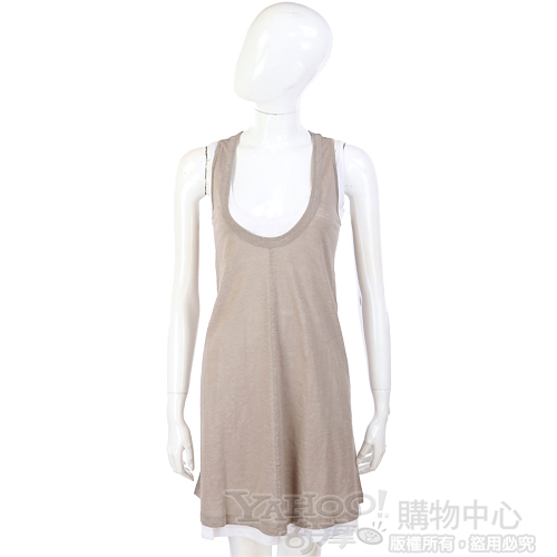 ALLUDE 卡其色拼接設計背心洋裝