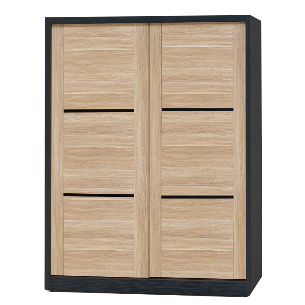 品家居  尼迪克5.1尺木紋雙色雙推門衣櫃-152x60x196cm免組