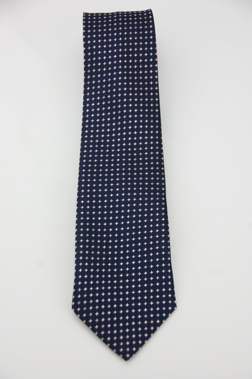 Alpaca 深藍粉白十字紋領帶