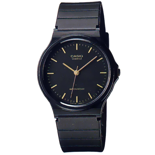 CASIO超輕薄感數字錶(MQ-24-1E)-黑x金丁字