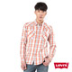 Levis 男款暖橘色純棉立領格紋長袖襯衫 product thumbnail 1