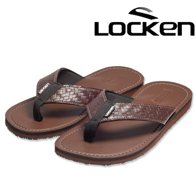 LocKen 獨特設計編織紋人字夾腳拖涼鞋(咖啡色)