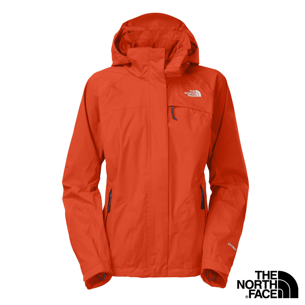 The North Face 女 HyVent  防水外套 火辣橙