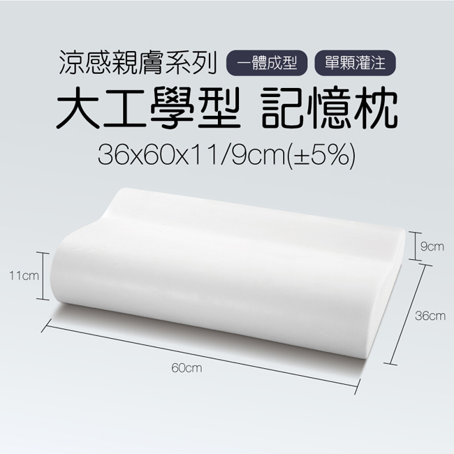 House Door 吸濕排濕布 親水性涼感釋壓記憶枕-工學型-贈冷氣毯(2入)