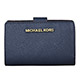 MICHAEL KORS JET SET TRAVEL金字LOGO防刮皮革釦式中夾(深藍) product thumbnail 1