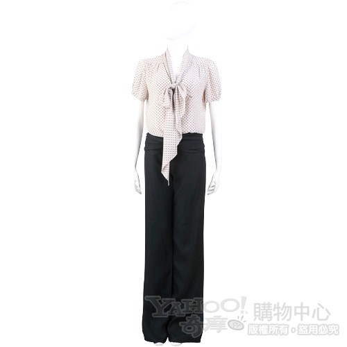 VALENTINO 黑色腰間抓皺長褲