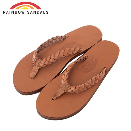 Rainbow Sandals美國全真皮夾腳編織休閒拖鞋-駝色
