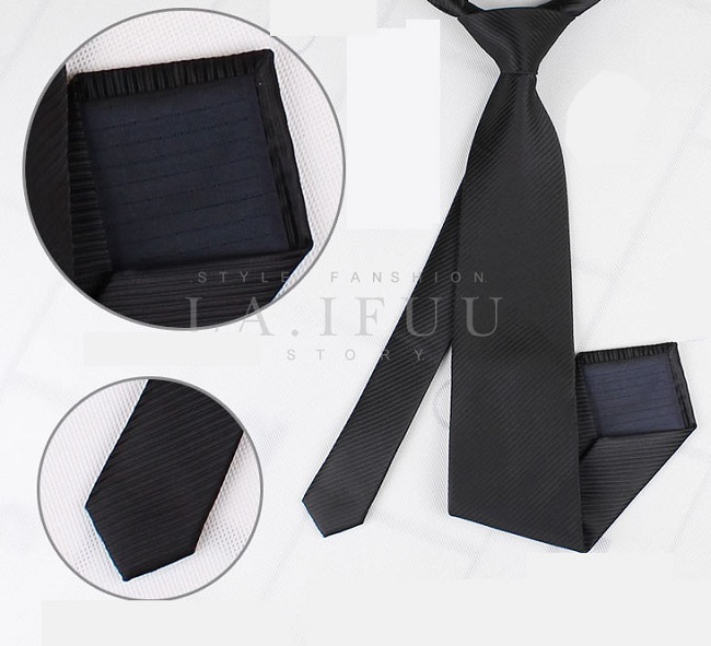 拉福斜紋領帶6cm中窄版領帶拉鍊領帶 (深藍.銀.黑)