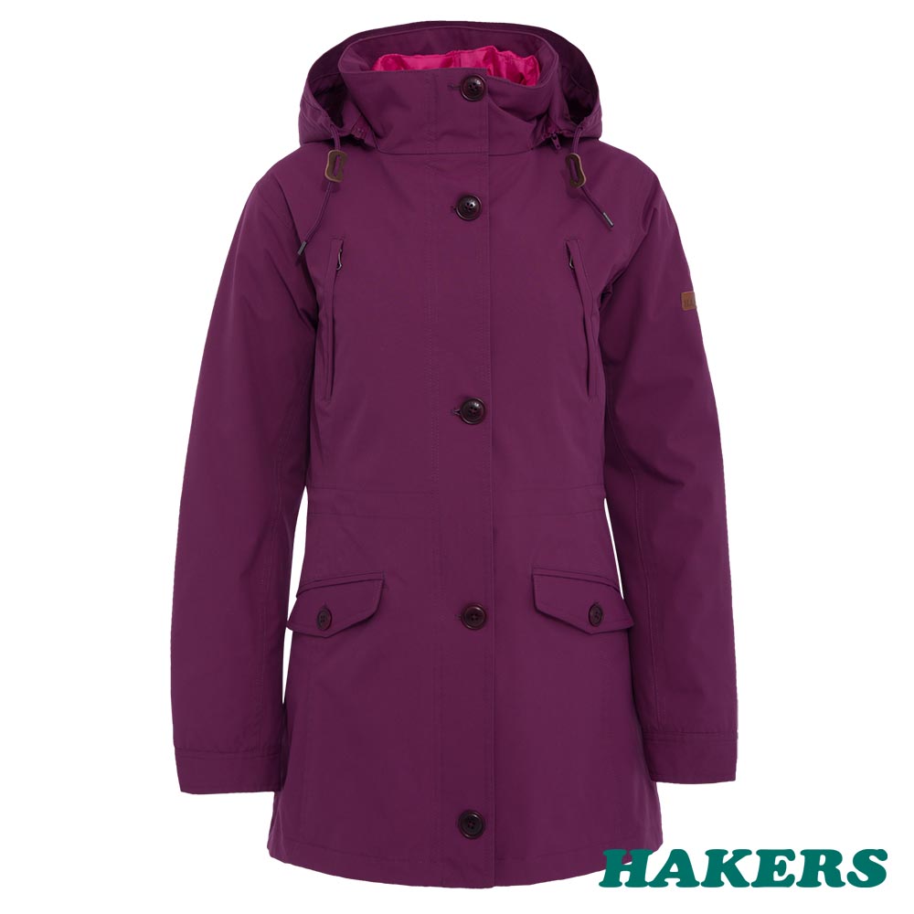 【HAKERS 哈克士】女 二合一防水保暖風衣-紫紅
