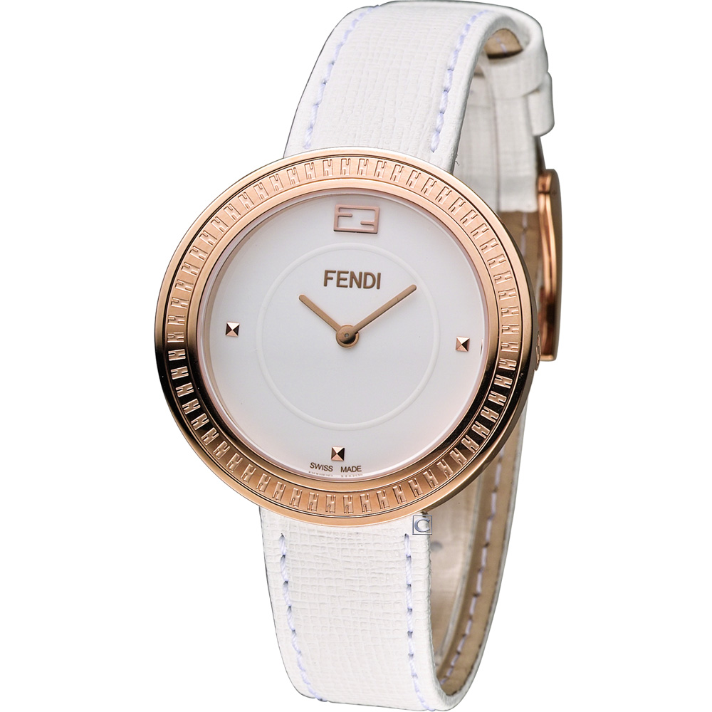 FENDI MY WAY 輕盈美學時尚腕錶-白x玫瑰金色/36mm