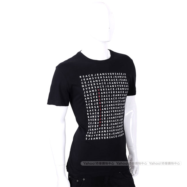 VERSACE 黑色字母排列設計短袖T恤