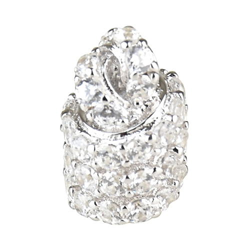 apm MONACO PURE系列晶鑽鑲飾結繩設計珍珠單只純銀耳環(銀)