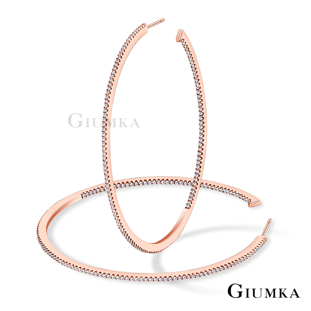 GIUMKA 925純銀耳環C字雙邊鑲鑽時尚大圈圈6CM-共4色 product image 1