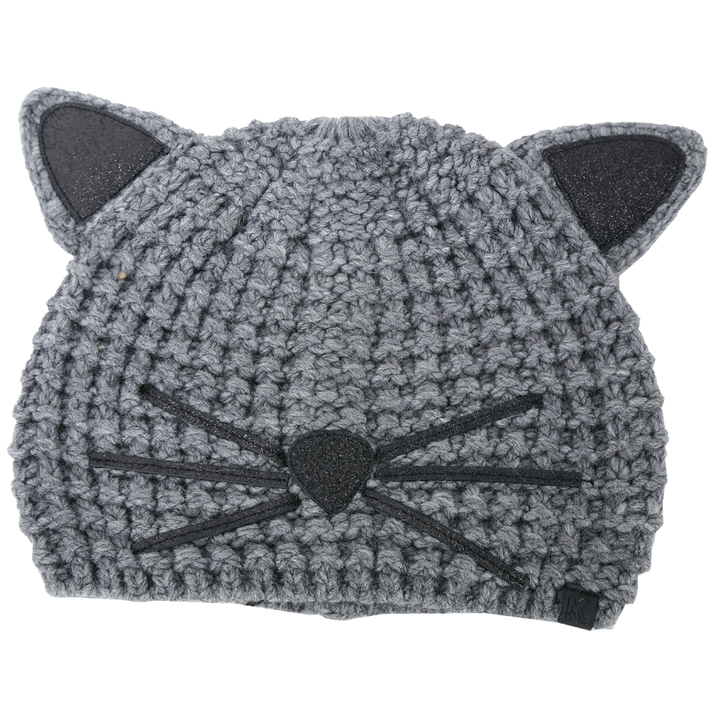 KARL LAGERFELD Choupette 金蔥細節深灰色貓咪造型針織帽