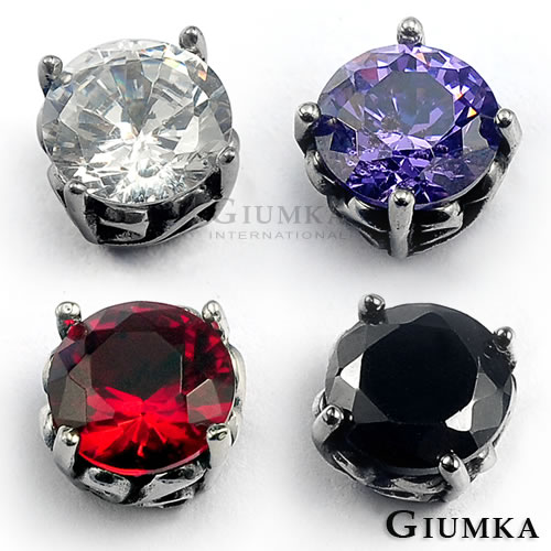 GIUMKA 四爪單鋯 白鋼耳環 6MM 單邊單個-共4色