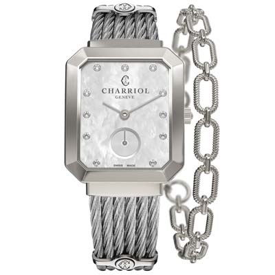 CHARRIOL夏利豪ST-TROPEZ 法式浪漫手環腕錶-珍珠白25×30mm