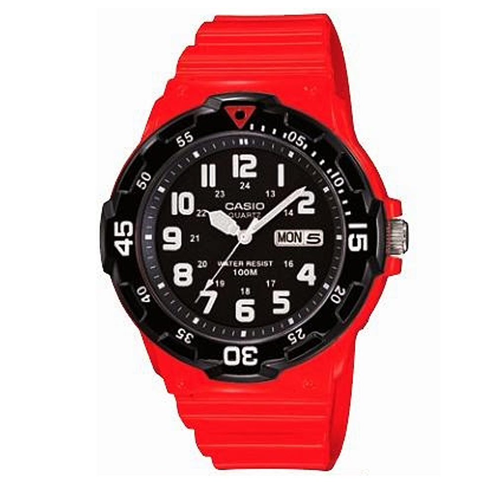 CASIO 潛水風DIVER LOOK指針錶(MRW-200HC-4B)-黑x紅/45mm