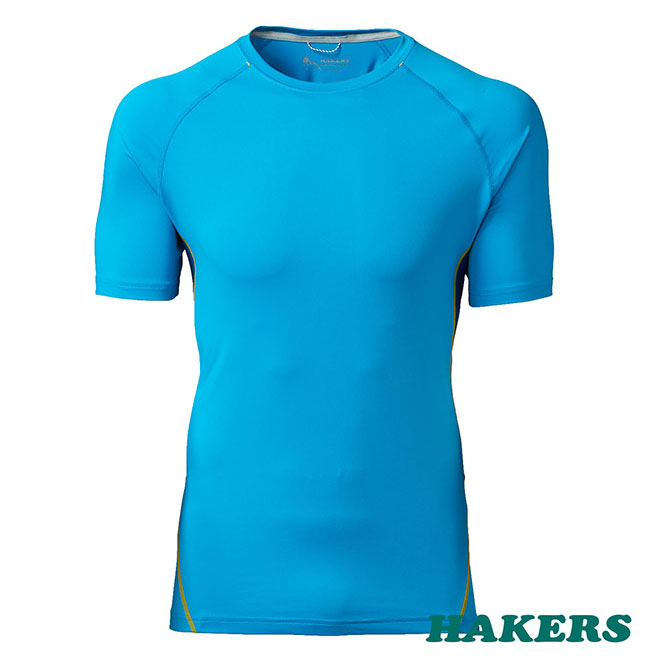 【HAKERS 哈克士】男- 抗UV短袖排汗衫(多瑙藍)