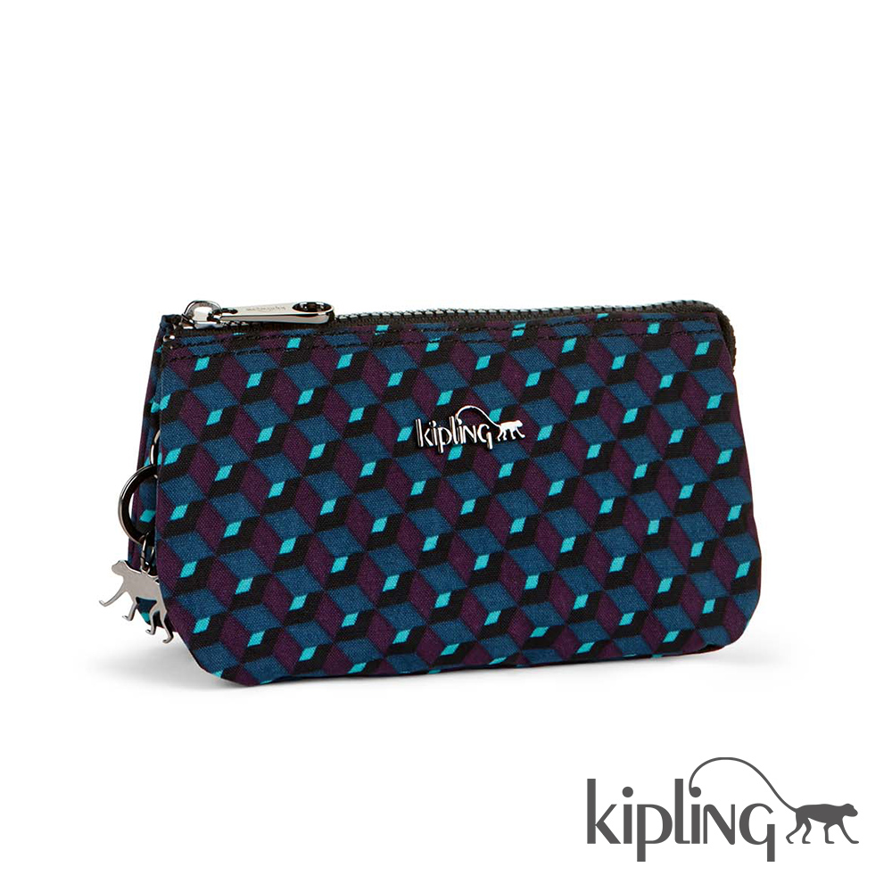 Kipling 零錢包 藍紫菱格印花-小