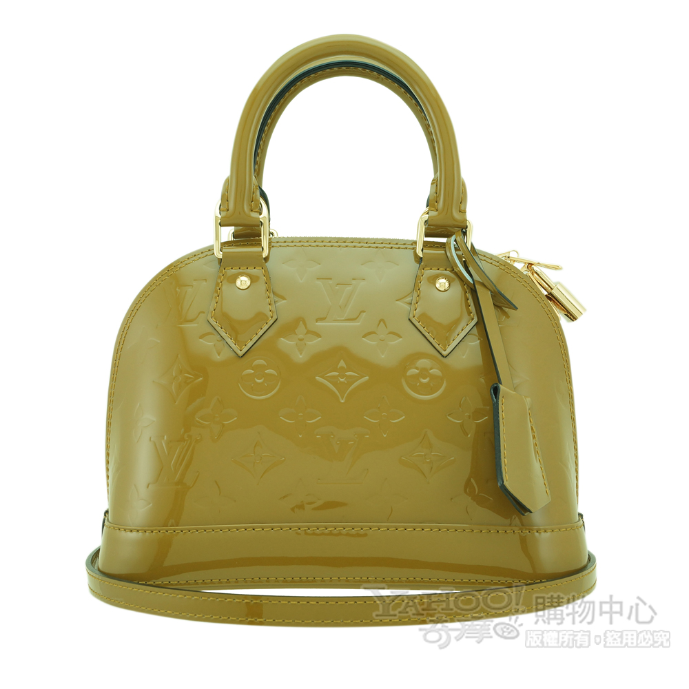 LV 【M91584】 Alma BB Monogram Vernis皮革手提包(橄欖綠)