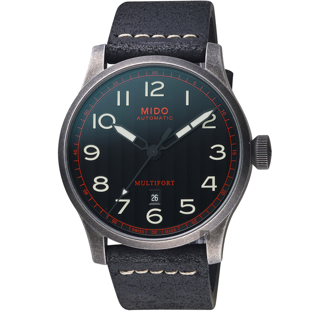 MIDO 美度 官方授權 Multifort 先鋒復刻機械錶-黑/44mm M0326073605009