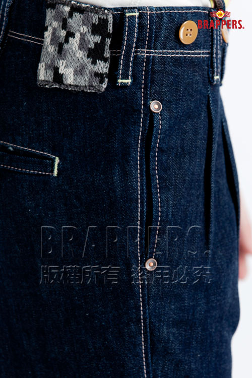 BRAPPERS 女款 BoyFirend系列-女用燈籠3D八分吊帶反摺褲-藍