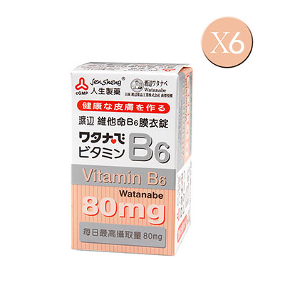 渡邊 維他命B6膜衣錠(80錠/瓶)6入組