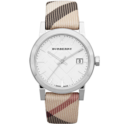 BURBERRY 英倫經典格紋腕錶-銀/34mm