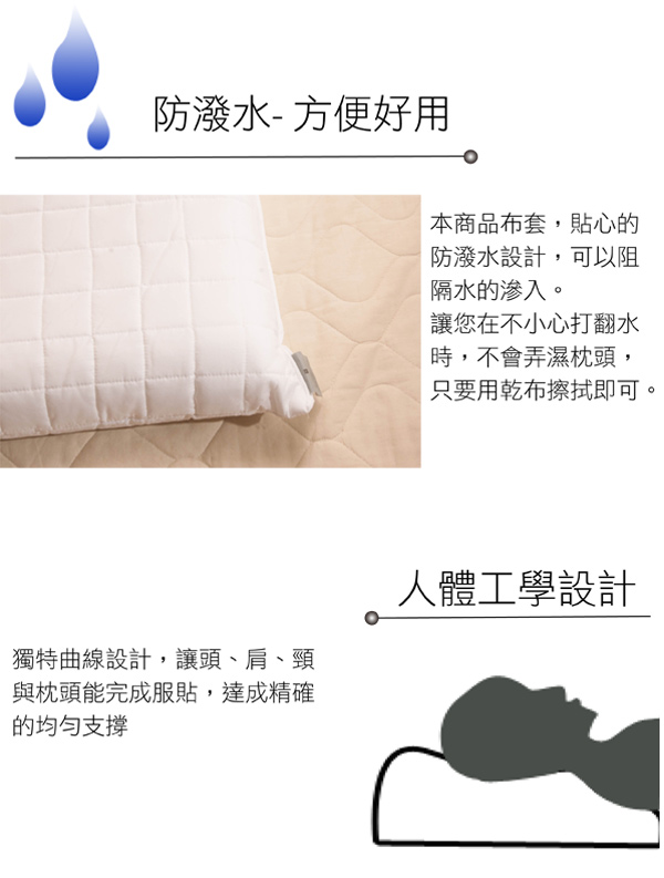 皮爾帕門防潑水天然乳膠枕(單入)
