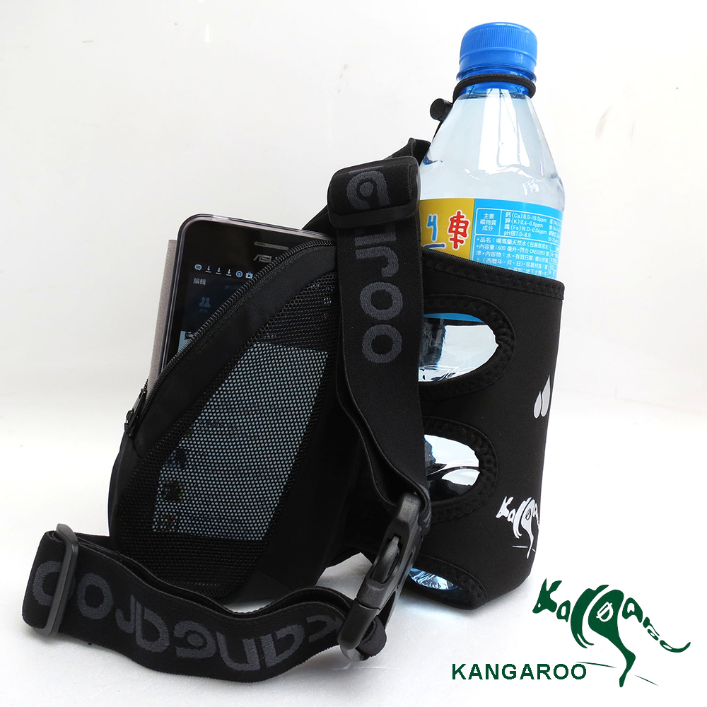 KANGAROO休閒單水壺腰包(酷線黑) K140119001 運動腰包 臀包