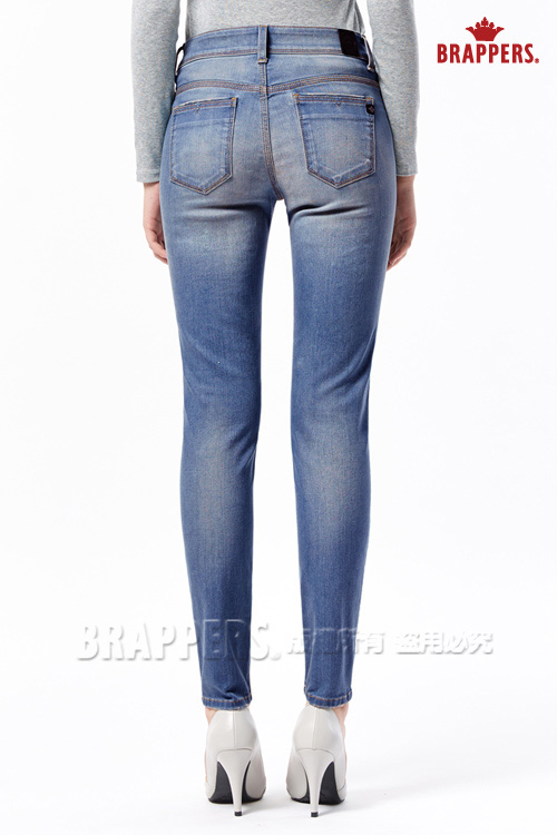 BRAPPERS 女款 新美腳Royal系列-女用彈性中低腰窄管褲-藍黑