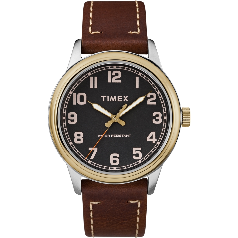 TIMEX 天美時 風格系列 極簡手錶-黑x咖啡色/40mm