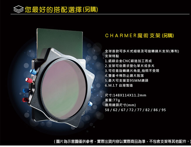 SUNPOWER 150x150 ND 3.0 玻璃方型鏡片(減10格)